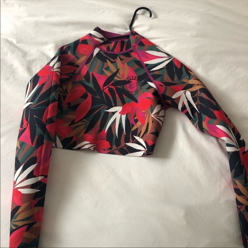 Billabong Women's Floral Rash Guard - Red and Green